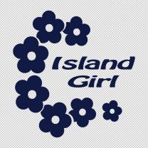 Island Girl With Daisy Flowers Decal Sticker