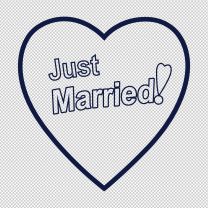 Just Married Wedding Heart Decal Sticker
