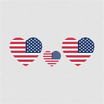America Flag In Heart Shape Decal Sticker