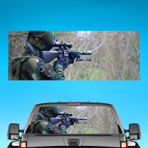 Army Sniper Graphics For Pickup Truck Rear Window Perforated Decal Flag