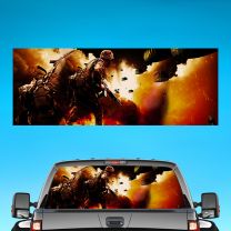 Batle Army War Zone Graphics For Pickup Truck Rear Window Perforated Decal