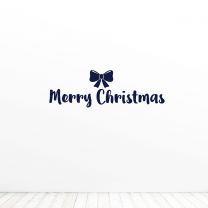 Big Bow Merry Christmas Quote Vinyl Wall Decal Sticker