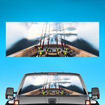 Boat Fishing Graphics For Pickup Truck Rear Window Perforated Decal Flag
