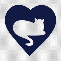 Cat In A Heart Decal Sticker
