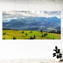 Cloudy Mountain Tree View Graphics Pattern Wall Mural Vinyl Decal