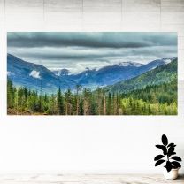 Cloudy Skies Forest Mountain View Graphics Pattern Wall Mural Vinyl Decal