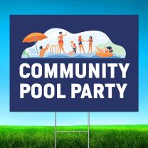 Community Pool Party Digitally Printed Street Yard Sign