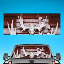 Deer Horns Graphics For Pickup Truck Rear Window Perforated Decal Flag