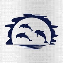 Dolphins Inside The Sun Decal Sticker