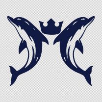 Dolphins With Crown Decal Sticker