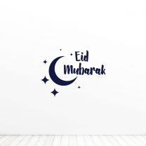 Eid Mubarak Ramadan Crescent Moon Quote Vinyl Wall Decal Sticker