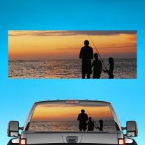 Family Fishing Graphics For Pickup Truck Rear Window Perforated Decal Flag