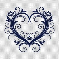 Fancy Floral Heart Decal Sticker