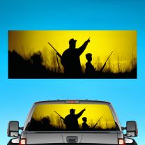 Father And Son Hunting Graphics Pickup Truck Rear Window Perforated Decal Flag
