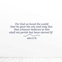 For God So Loved The World John Bible Quote Vinyl Wall Decal Sticker