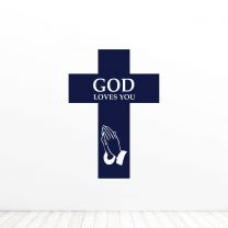 God Loves You Religion Quote Vinyl Wall Decal Sticker