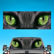 Gray Cat Green Eyes Graphics For Pickup Truck Rear Window Perforated Decal