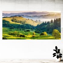 Green Trees Hilltop Mountain Covered With Grass Graphics Pattern Wall Mural Vinyl Decal