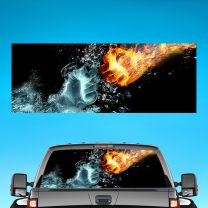 Hands Fire And Ice Graphics For Pickup Truck Rear Window Perforated Decal