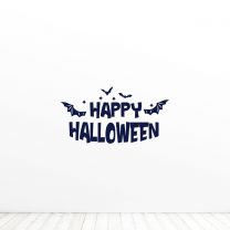 Happy Halloween Bats Quote Vinyl Wall Decal Sticker