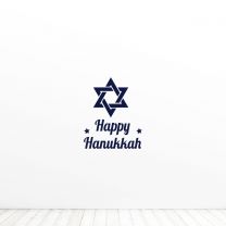 Happy Hanukkah Star Of David Quote Vinyl Wall Decal Sticker