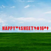 Happy Sweet 16 Event Corrugated Yard Street Sign With Sticks