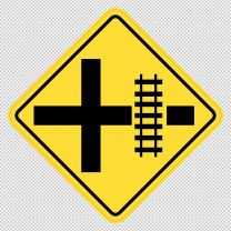 Hidhway Rail Crossing On Side Road To Right Decal Sticker