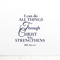 I Can Do All Things Through Christ Religion Quote Vinyl Wall Decal Sticker