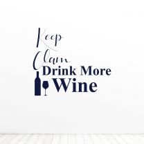 Keep Calm And Drink Wine Quote Vinyl Wall Decal Sticker