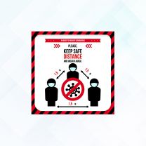 Keep Safe Distance Wear Mask Vinyl Sticker