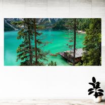 Lake House Scenery Clear Water Green Trees Graphics Pattern Wall Mural Vinyl Decal