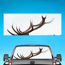 Long Deer Horn Graphics For Pickup Truck Rear Window Perforated Decal Flag