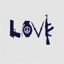 Love W Peace Sign Grenade Ak Decal Sticker