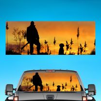 Man Dog Hunt Pickup Truck Rear Window Perforated Decal Flag