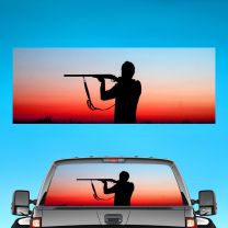 Man Gun Hunting Graphics For Pickup Truck Rear Window Perforated Decal Flag