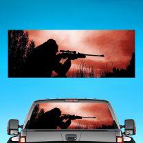 Man Hunting Graphics 2 Pickup Truck Rear Window Perforated Decal Flag