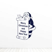 Merry Christmas And Happy New Year Santa Letter Quote Vinyl Wall Decal Sticker