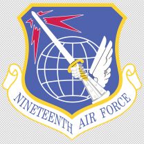 Nineteenth Air Force Army Emblem Logo Shield Decal Sticker