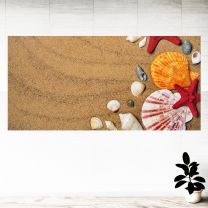 Sandy Beach Starfish Seashells Graphics Pattern Wall Mural Vinyl Decal