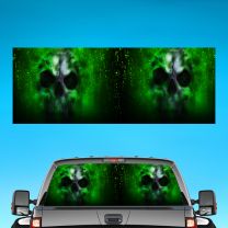 Skull Fear Green For Graphics Pickup Truck Rear Window Perforated Decal