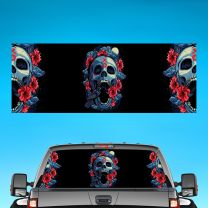 Skull Flower Brid Graphics For Pickup Truck Rear Window Perforated Decal