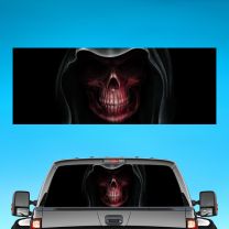 Skull Red Graphics For Pickup Truck Rear Window Perforated Decal