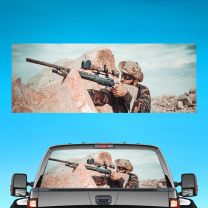 Sniper Graphics For Pickup Truck Rear Window Perforated Decal Flag