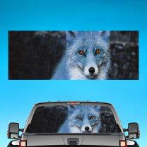 Snow Fox Pickup Truck Rear Window Perforated Decal Flag