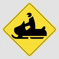 Snowmobile Crossing  Decal Sticker