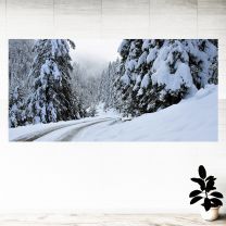 Snowy Mountain Road View Graphics Pattern Wall Mural Vinyl Decal