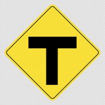 T Intersection Ahead Decal Sticker