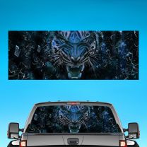 Tiger Blue Glass Graphics For Truck Rear Window Perforated Decal