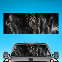 Tiger Fire Walk Graphics For Truck Rear Window Perforated Decal