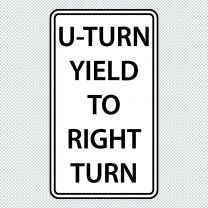 U Turn Yield To Right Turn Decal Sticker